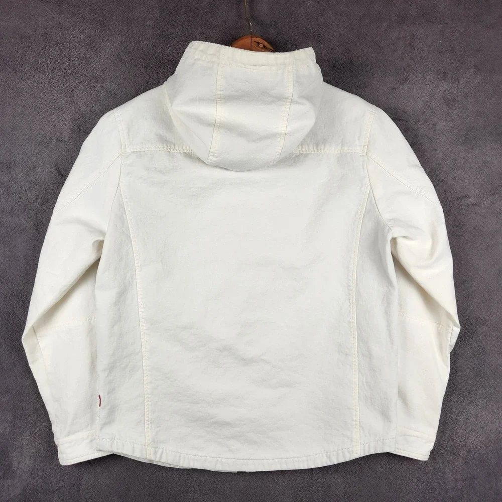 Levis‎ Lined Reverse Twill Cotton Swing Hooded White Denim Jacket Mens Medium